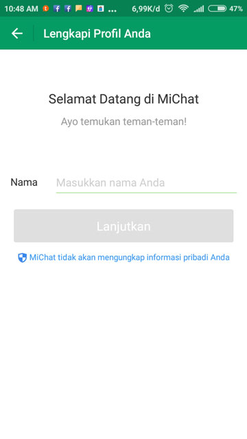 cara membuat akun MiChat 2