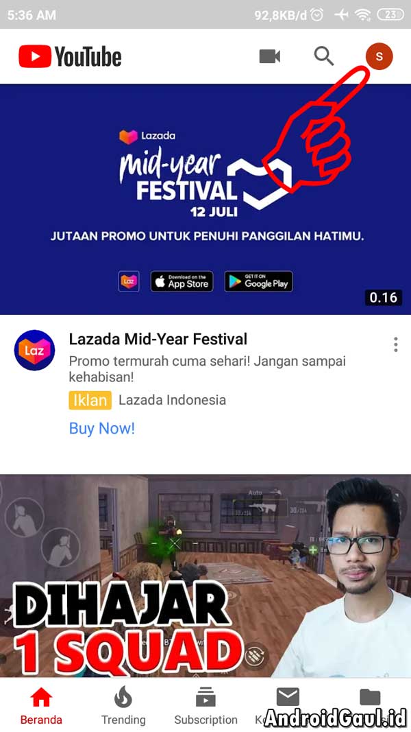 cara membuat channel youtube di hp android 1