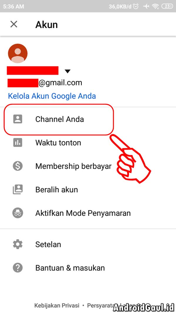 cara membuat channel youtube di hp android 2